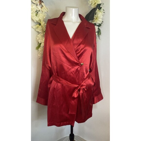 Vintage Marilyn Monroe By Warners 100% Silk Red Robe Pajama Women's‎ Medium NWOT - Picture 4 of 16